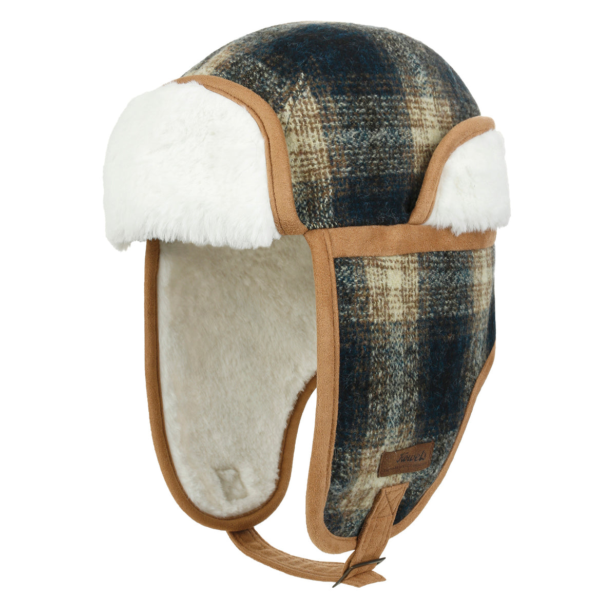 ililily Howels Wool Plaid Pattern Aviator Trapper Trooper Faux Fur Ear Flaps Hat