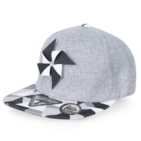 ililily Rubber Pinwheel Baseball Cap Mosaic Pattern Flat Bill Snapback Hat