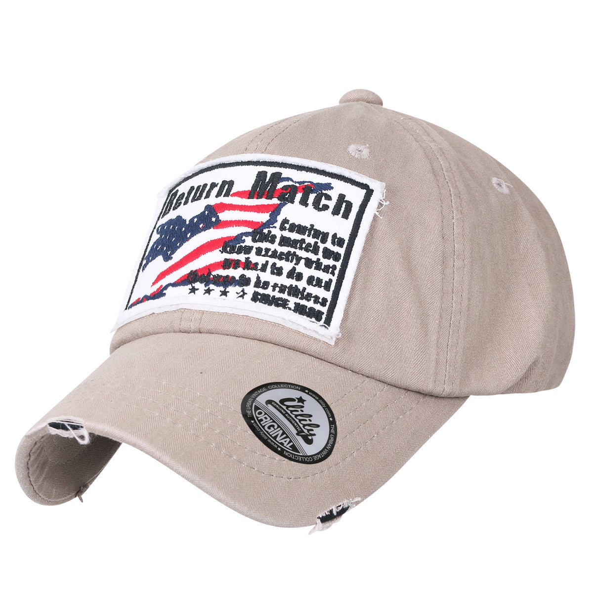 ililily Washed Cotton US Flag Vintage Trucker Hat Casual Baseball Cap