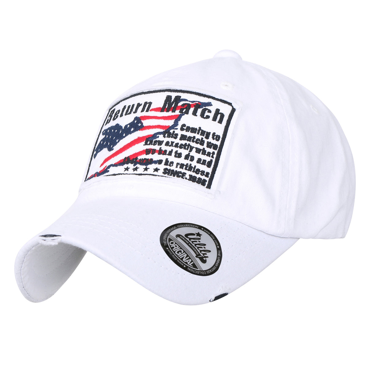 ililily Washed Cotton US Flag Vintage Trucker Hat Casual Baseball Cap