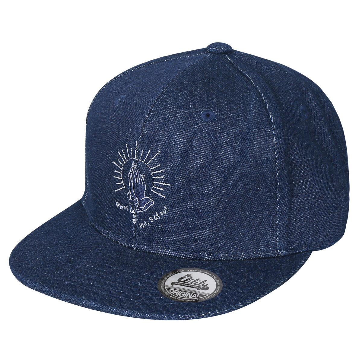 ililily Hand Stitched Baseball Cap Strap Back Flat Bill Trucker Hat