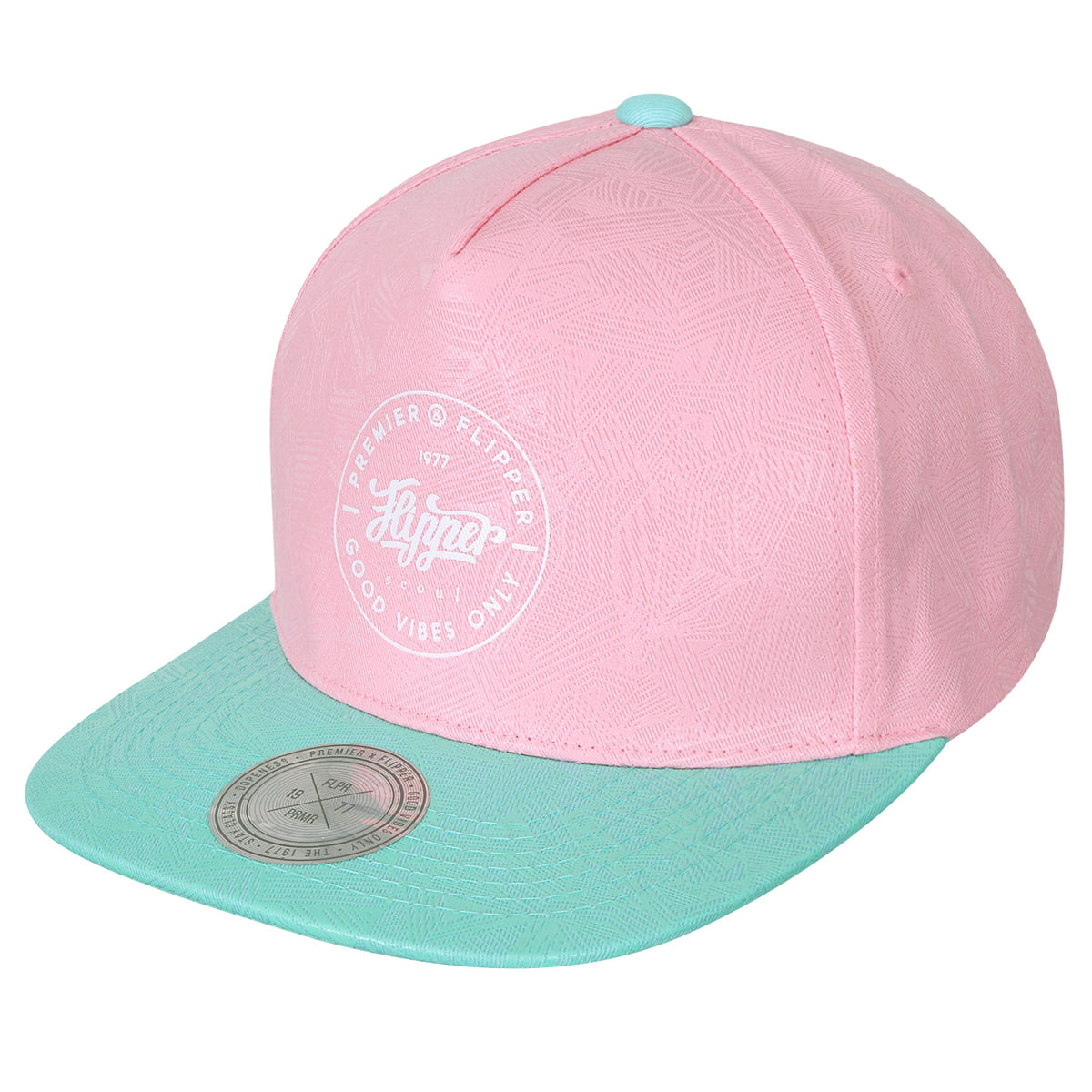 ililily Geometry Triangle Pattern Baseball Cap Logo Print Flat Bill Snapback Hat