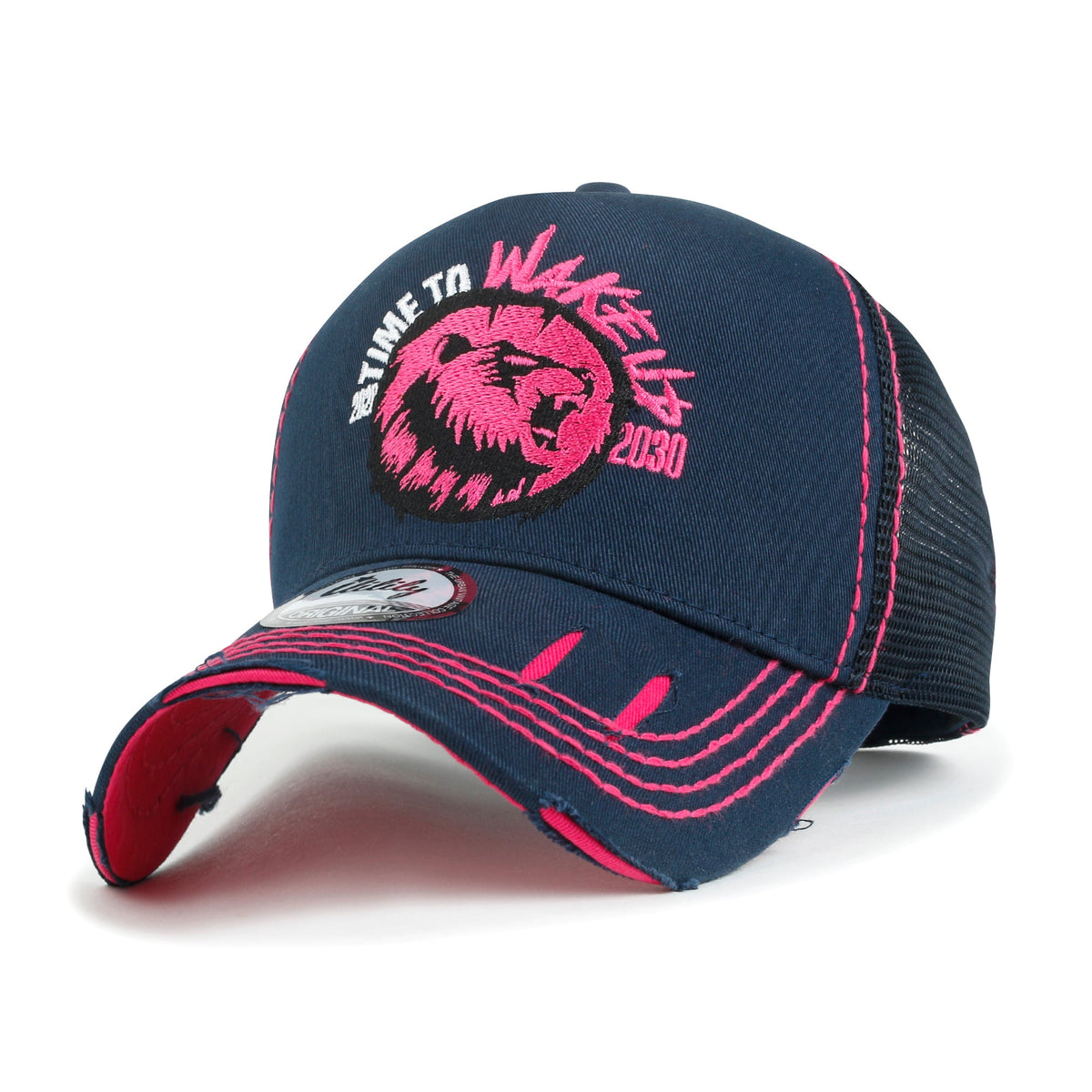 ililily 2021 Travel Series Embroidered Baseball Cap Colorful Stitch Mesh Trucker Hat
