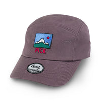 ililily Pick Embroidered Panel Camp Hat Solid Color Cotton Flat Brim Cadet Cap