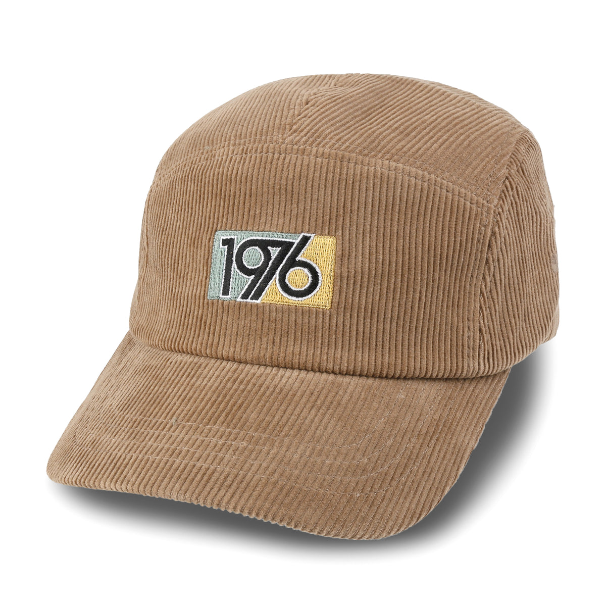 ililily 1976 Embroidered Panel Camp Hat Solid Color Cotton Corduroy Cadet Cap