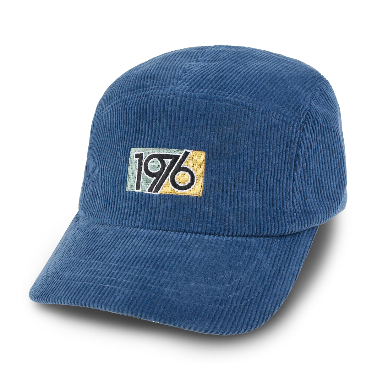 ililily 1976 Embroidered Panel Camp Hat Solid Color Cotton Corduroy Cadet Cap