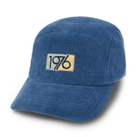 ililily 1976 Embroidered Panel Camp Hat Solid Color Cotton Corduroy Cadet Cap