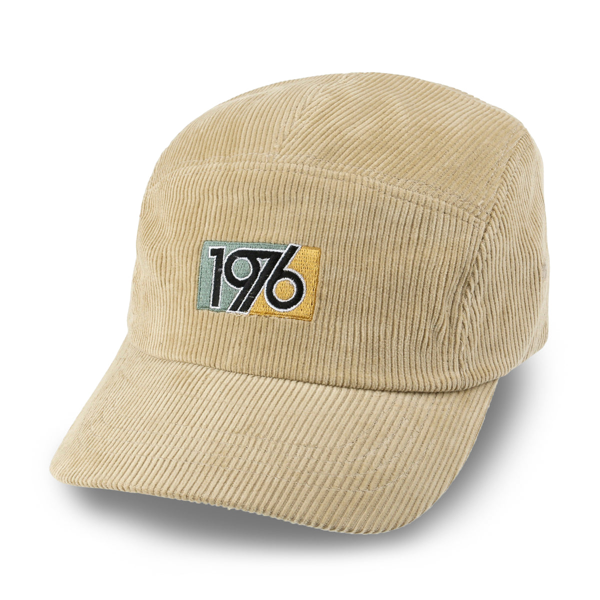 ililily 1976 Embroidered Panel Camp Hat Solid Color Cotton Corduroy Cadet Cap