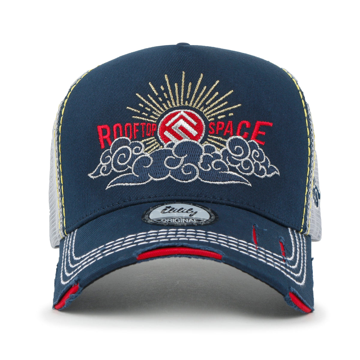ililily Time To Embroidered Baseball Cap Colorful Stitch Mesh Trucker Hat