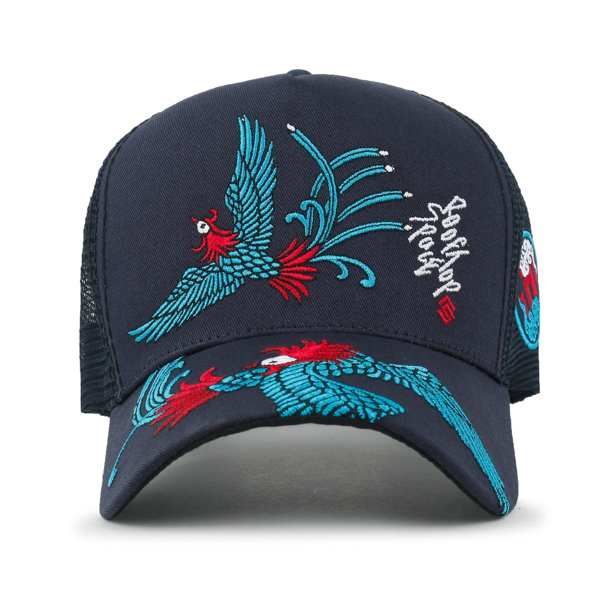 ililily Time To Embroidered Baseball Cap Colorful Stitch Mesh Trucker Hat