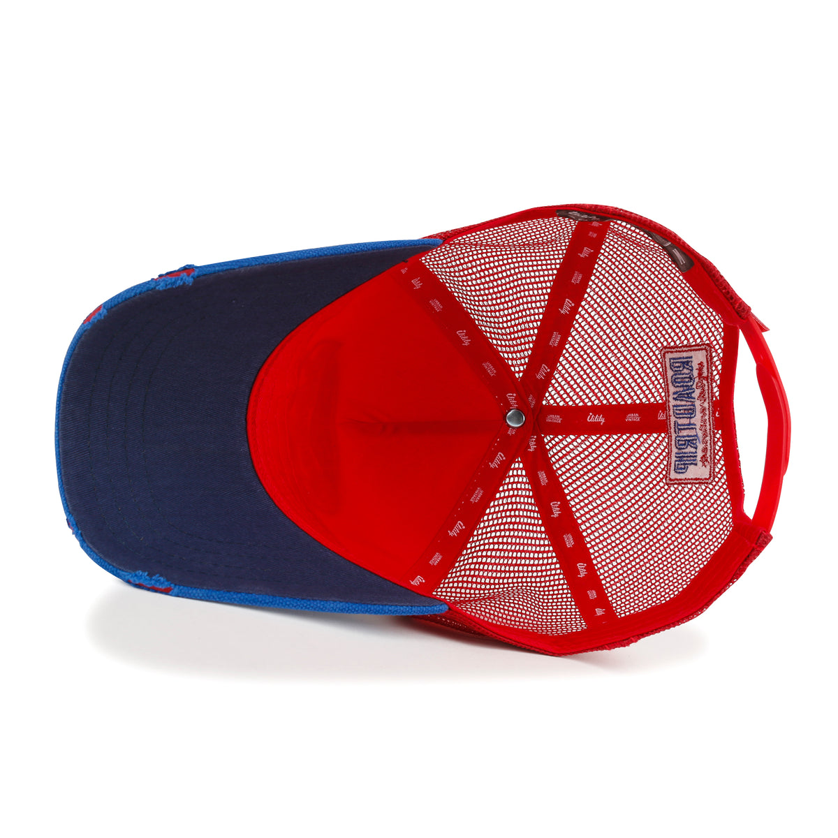 ililily Premium ROAD TRIP Round Embroidery Trucker Hat Vintage Baseball Cap