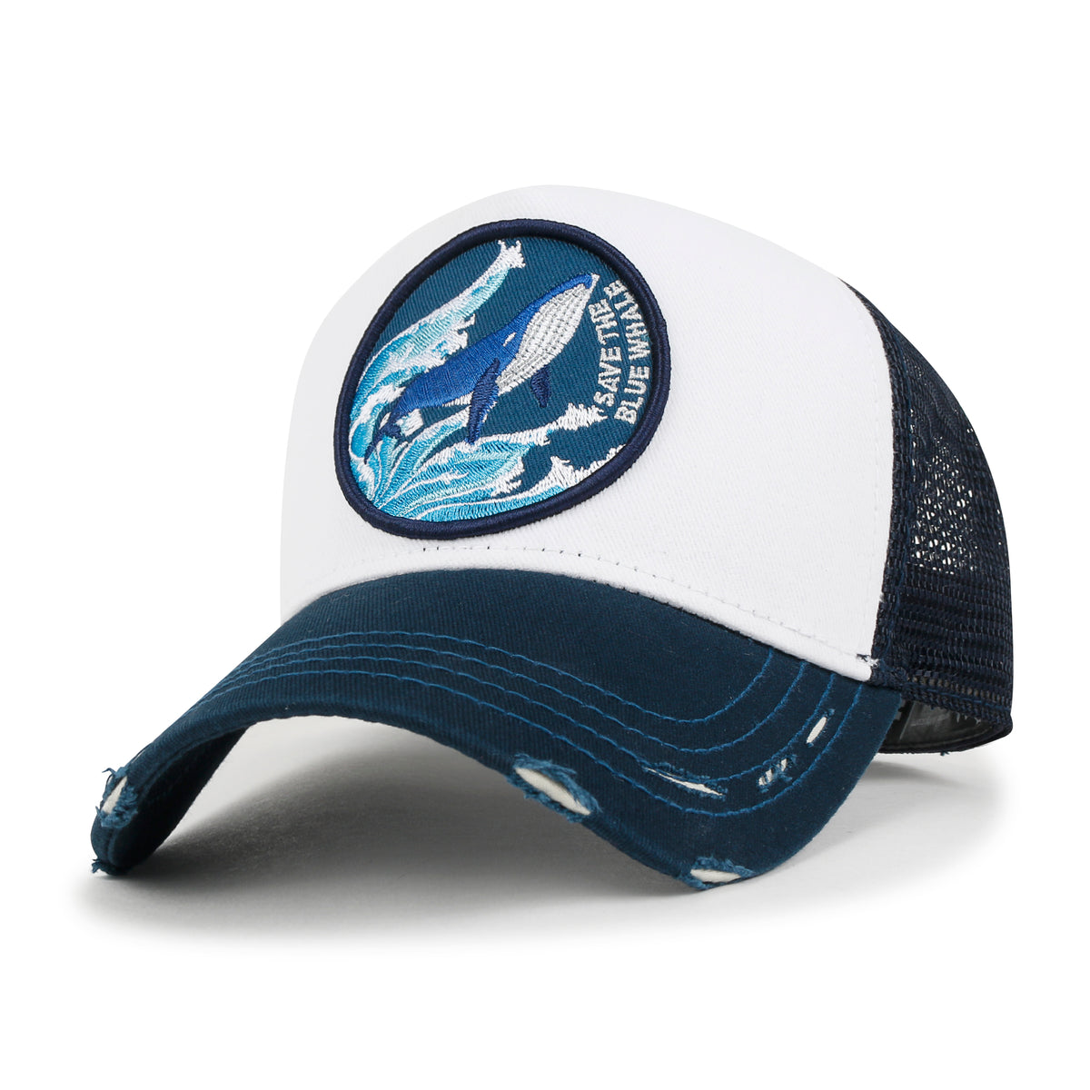 ililily PREMIUM Endangered Blue Whale Embroidery Baseball Cap Structured Hat