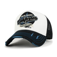 ililily PREMIUM California Huntington Round Embroidery Hat Vintage Baseball Cap