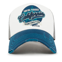 ililily PREMIUM California Huntington Round Embroidery Hat Vintage Baseball Cap