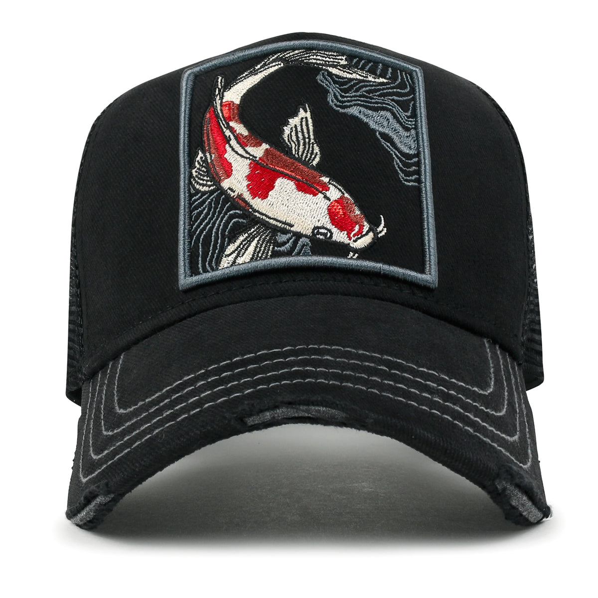 ililily Premium Koi Fish Embroidery Baseball Cap Structured Hat