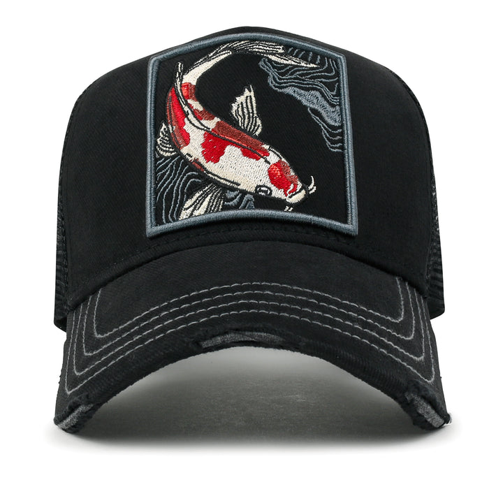 ililily Premium Koi Fish Embroidery Baseball Cap Structured Hat