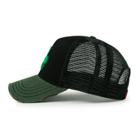 ililily PREMIUM Clover Embroidery Cotton Trucker Hat Distressed Baseball Cap