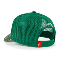 ililily PREMIUM Clover Embroidery Cotton Trucker Hat Distressed Baseball Cap