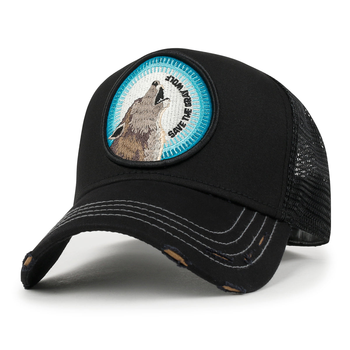 ililily Premium Endangered Gray Wolf Embroidery Baseball Cap Structured Hat