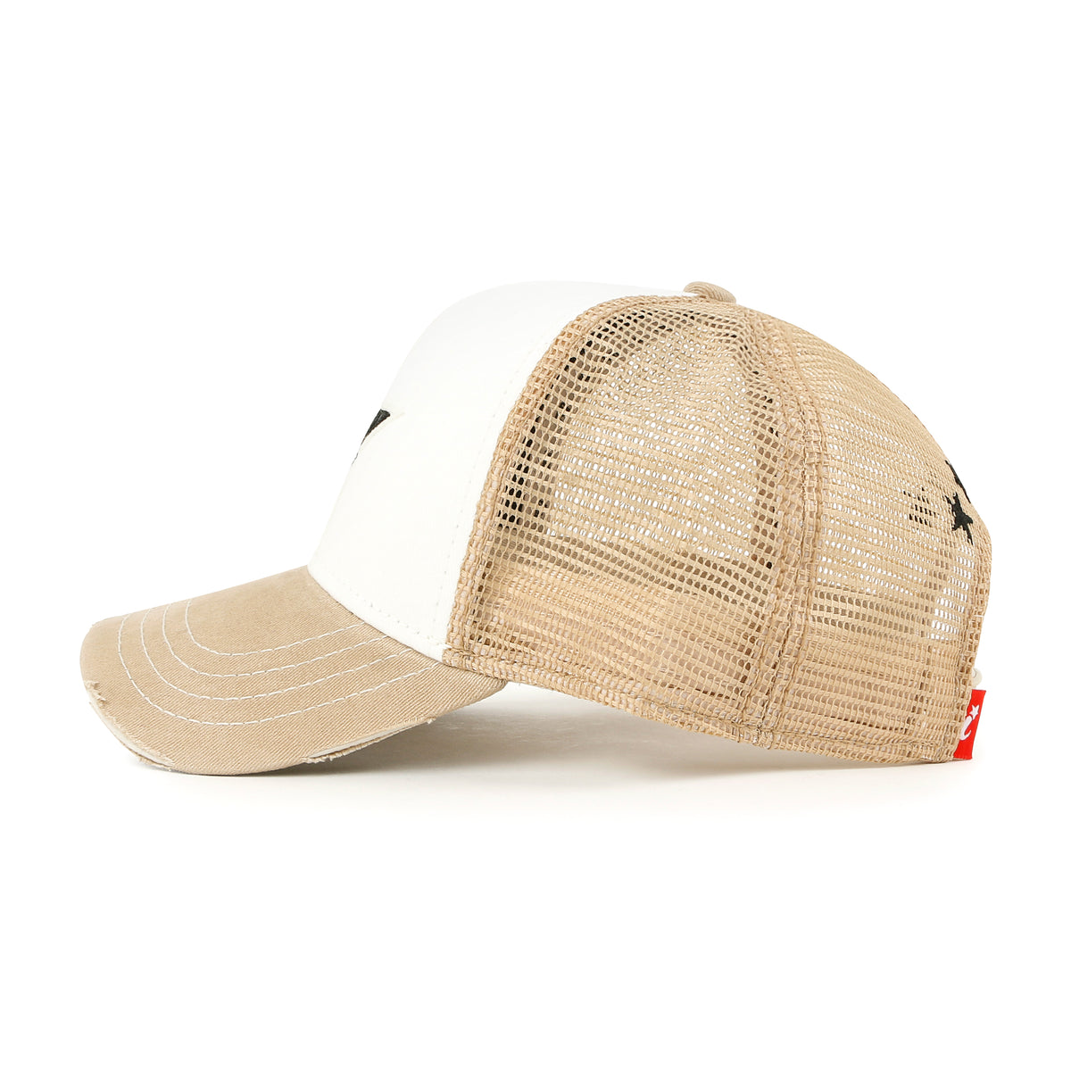 ililily PREMIUM Faux Leather Star Patch Baseball Cap Cotton Vintage Trucker Hat