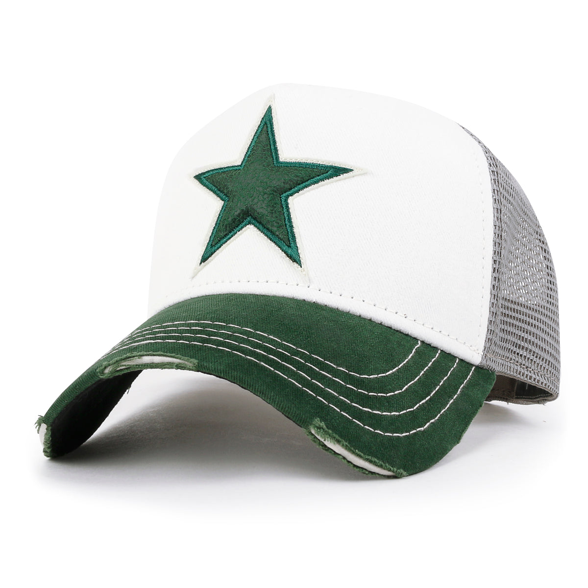 ililily PREMIUM Faux Leather Star Patch Baseball Cap Cotton Vintage Trucker Hat