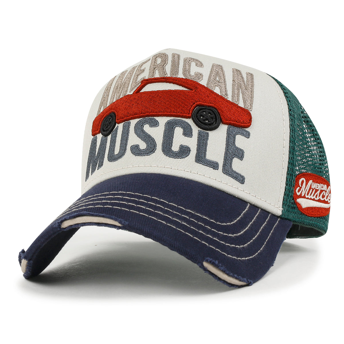 ililily PREMIUM American Muscle Car Embroidery Baseball Cap Vintage Trucker Hat