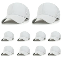 ililily 10 Bulk Pack Blank Six Panel Basic Baseball Cap Laser Cut Hole Back Hat