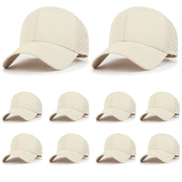 ililily 10 Bulk Pack Blank Six Panel Basic Baseball Cap Laser Cut Hole Back Hat