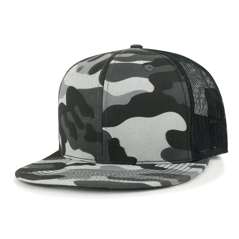 ililily Blank Six Panel Mesh Back Baseball Cap Basic Snap Back Flat Brim Hat