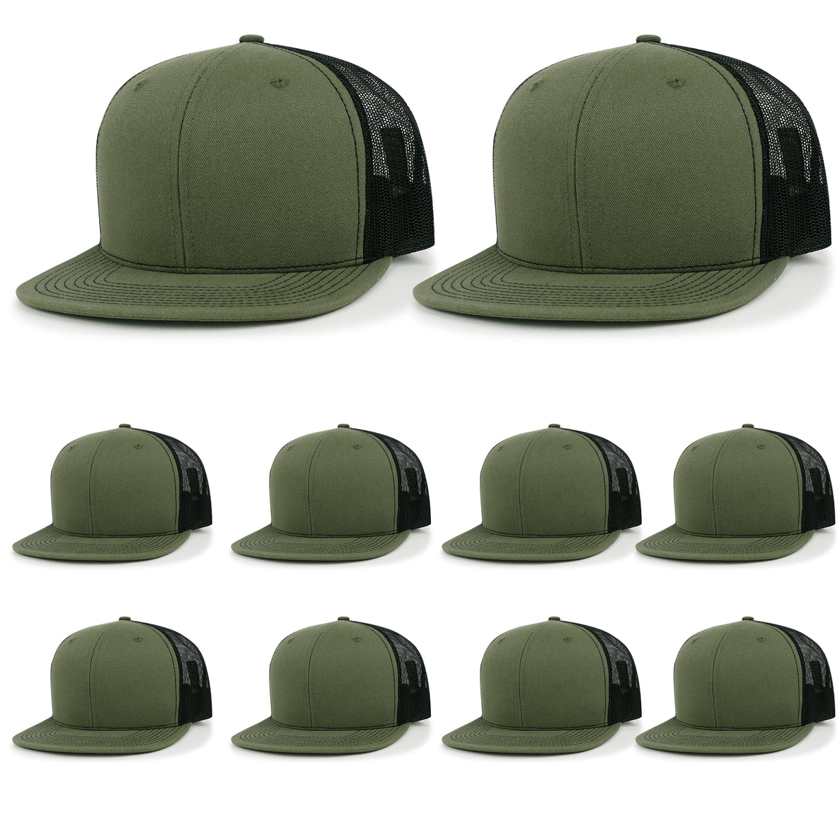 ililily 10 Bulk Pack Blank Six Panel Mesh Back Baseball Cap Basic Trucker Hat
