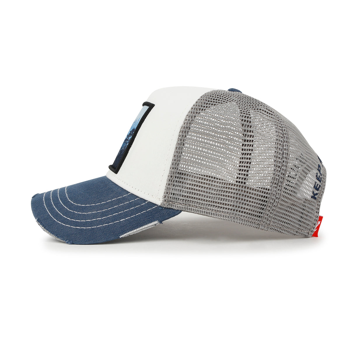 ililily PREMIUM Forest Embroidery Cotton Trucker Hat Distressed Baseball Cap
