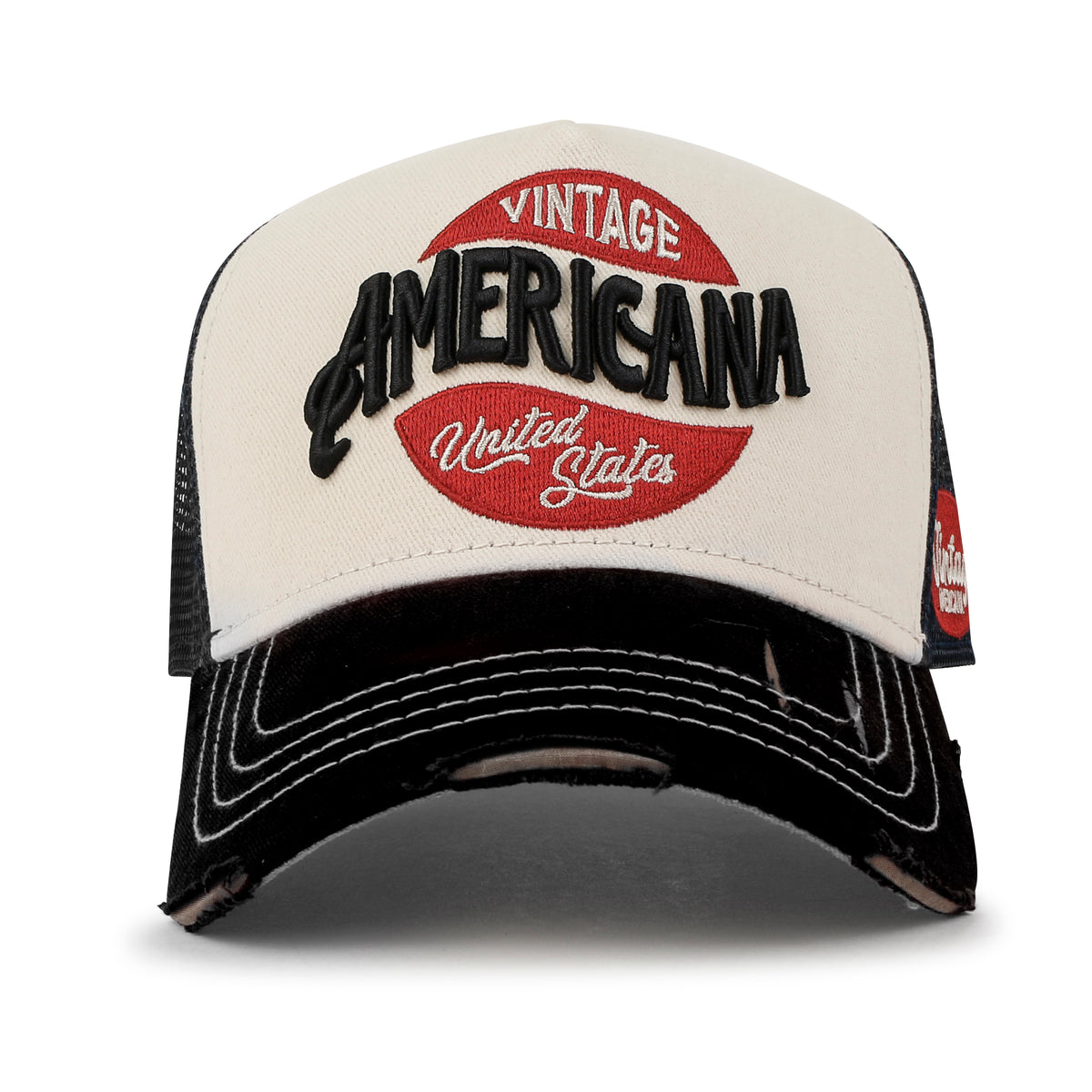 ililily PREMIUM AMERICANA Embroidery Baseball Cap Vintage Trucker Hat