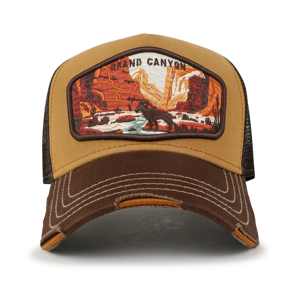 ililily Premium Grand Canyon Embroidery Baseball Cap Structured Trucker Hat