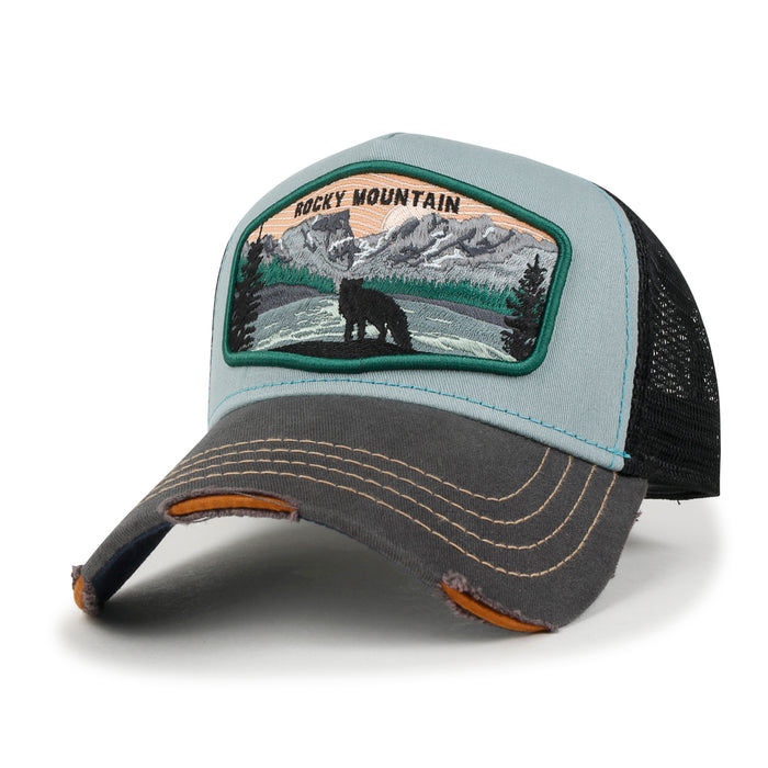 ililily Premium Rocky Mountain Embroidery Baseball Cap Structured Trucker Hat
