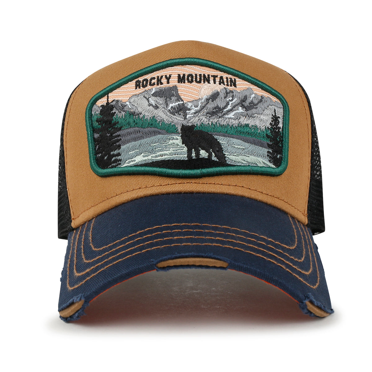 ililily Premium Rocky Mountain Embroidery Baseball Cap Structured Trucker Hat