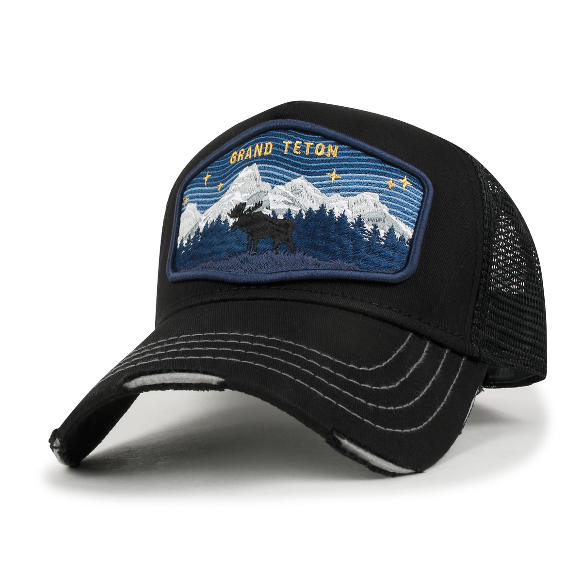 ililily Premium Grand Teton Embroidery Baseball Cap Structured Trucker Hat