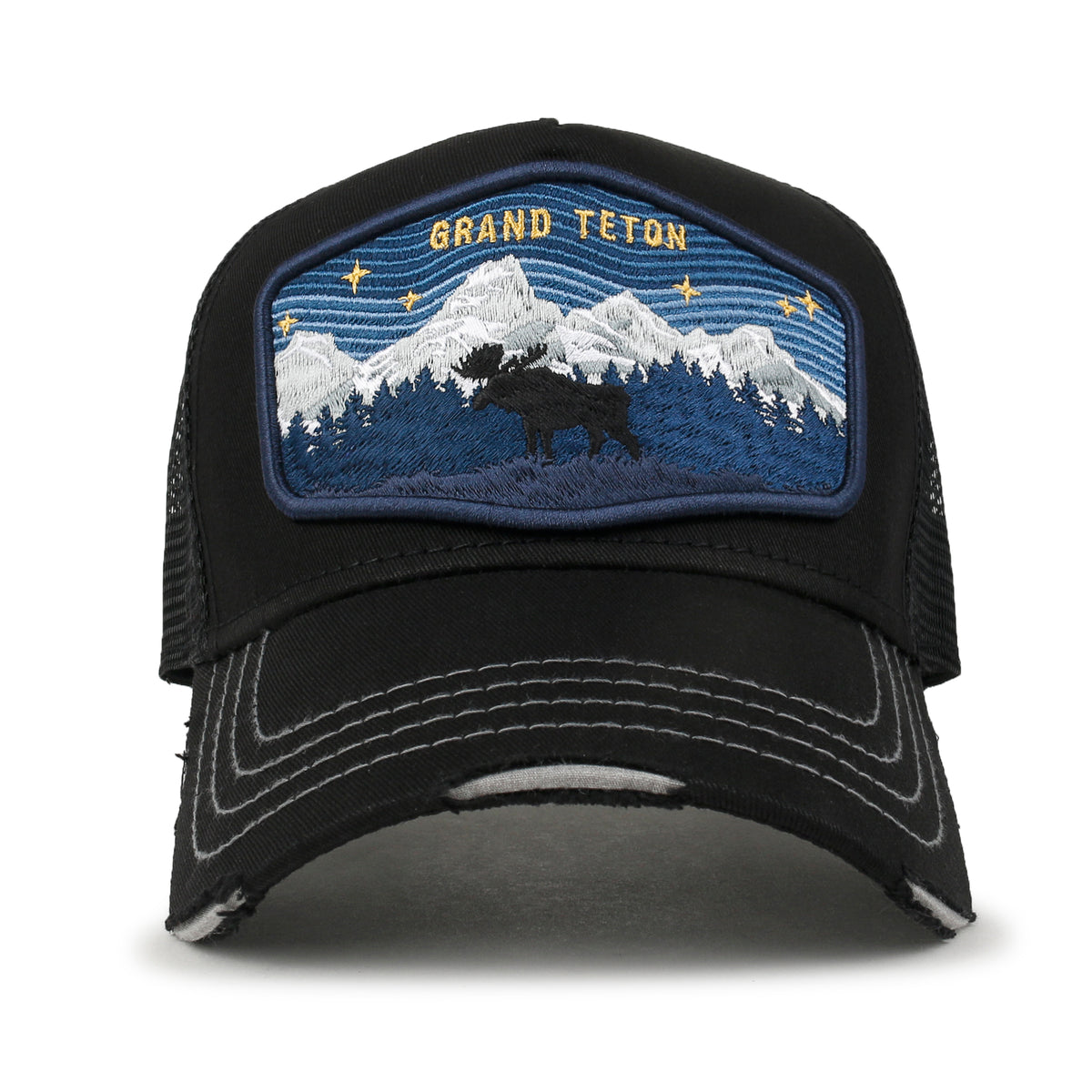 ililily Premium Grand Teton Embroidery Baseball Cap Structured Trucker Hat