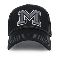 ililily PREMIUM Letter M Embroidered Cotton Trucker Cap Varsity Baseball Cap