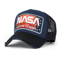 ililily PREMIUM NASA Mars Mission Embroidered Distressed Trucker Cap