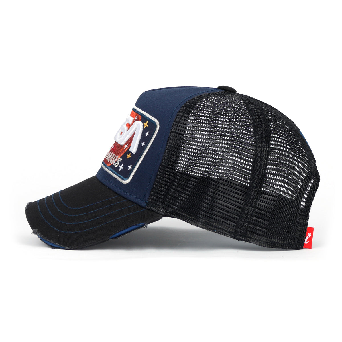 ililily PREMIUM NASA Mars Mission Embroidered Distressed Trucker Cap