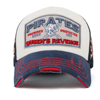ililily PREMIUM Pirate Embroidery Distressed Trucker Hat Casual Baseball Cap