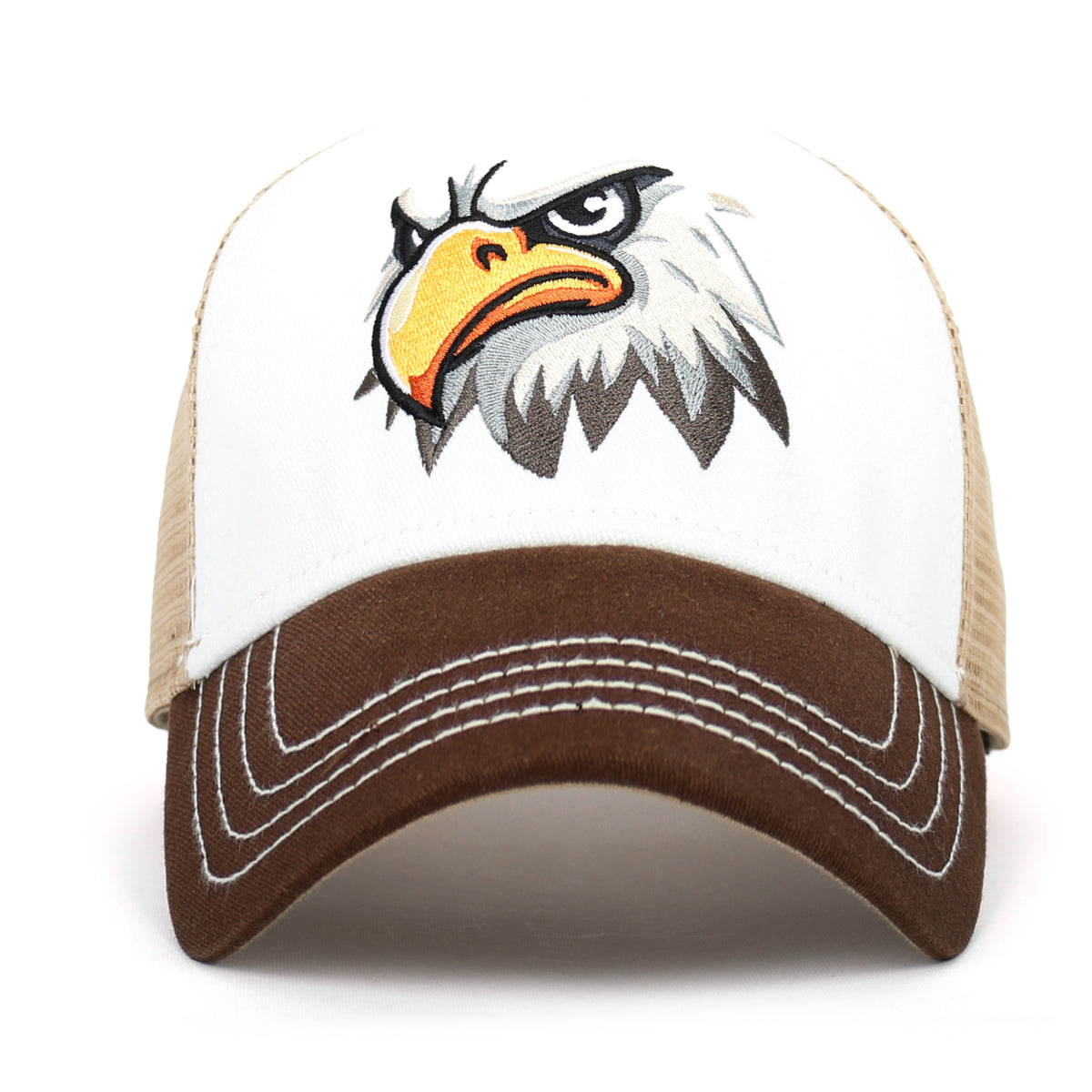 ililily PREMIUM Eagle Mascot Embroidery Trucker Hat Mesh Back Baseball Cap