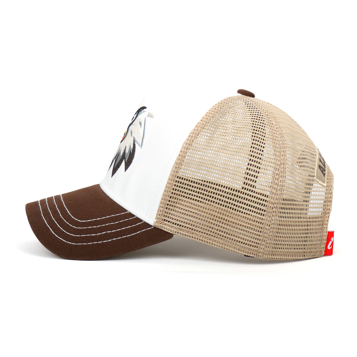 ililily PREMIUM Eagle Mascot Embroidery Trucker Hat Mesh Back Baseball Cap