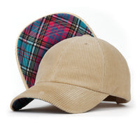 ililily Cotton Corduroy Dad Hat Vintage Casual Baseball Cap W/ Colorful Plaid