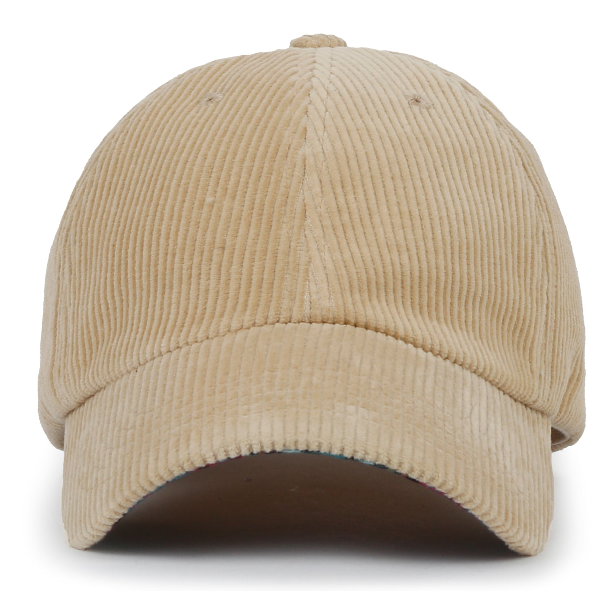 ililily Cotton Corduroy Dad Hat Vintage Casual Baseball Cap W/ Colorful Plaid