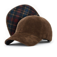 ililily Cotton Corduroy Dad Hat Vintage Casual Baseball Cap W/ Colorful Plaid
