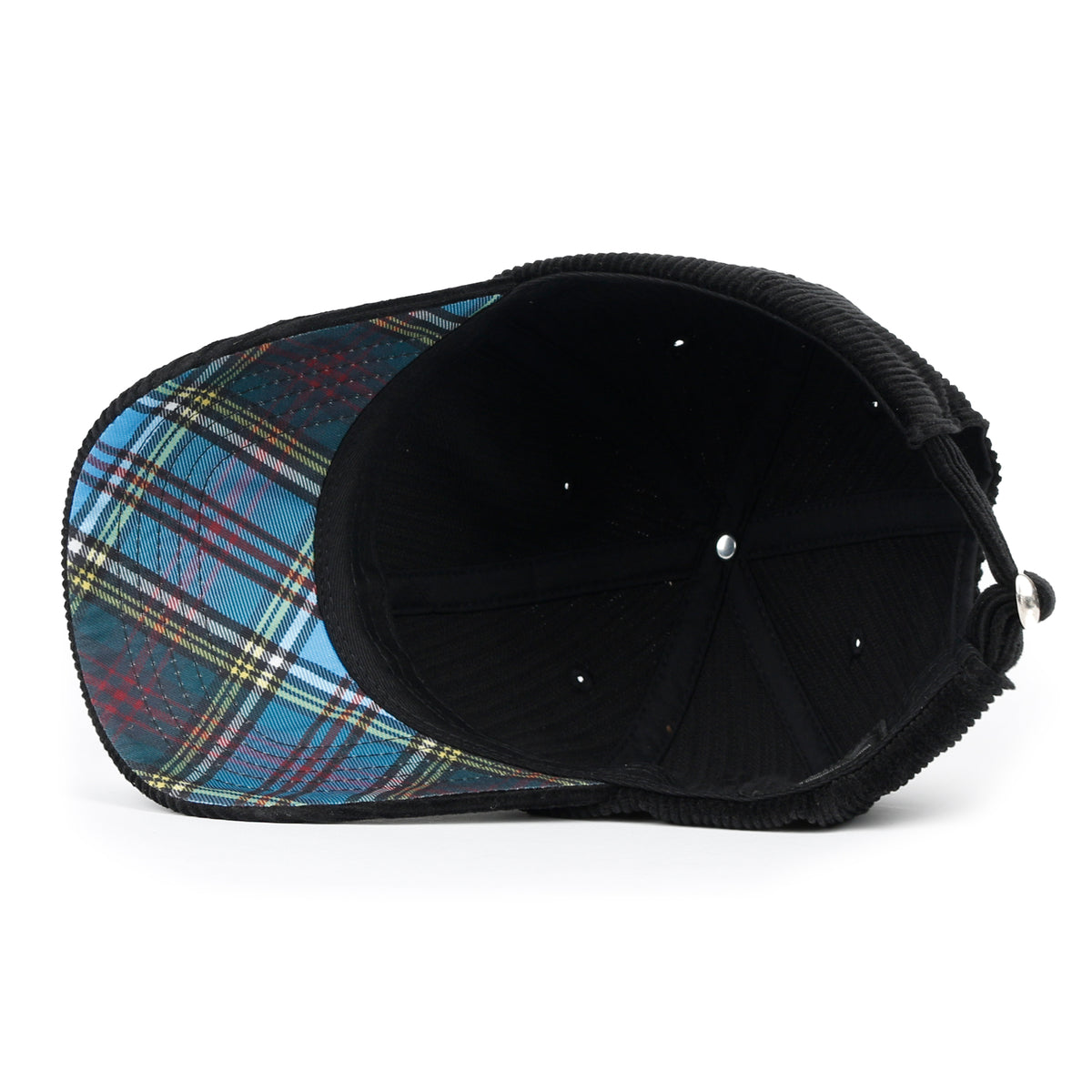 ililily Cotton Corduroy Dad Hat Vintage Casual Baseball Cap W/ Colorful Plaid