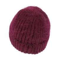 ililily Angora Blended Color Fold Over Short Beanie Ribbed Knit Winter Hat