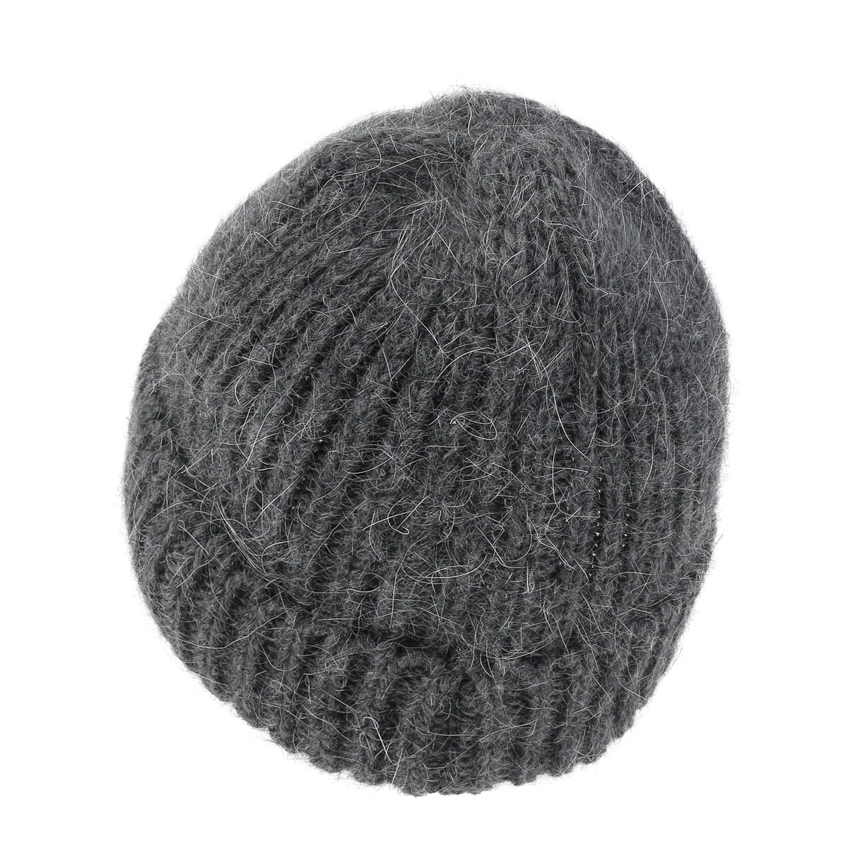 ililily Angora Blended Color Fold Over Short Beanie Ribbed Knit Winter Hat
