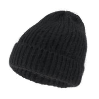 ililily Angora Blended Color Fold Over Short Beanie Ribbed Knit Winter Hat